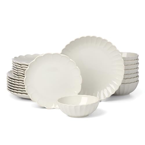 Lenox 899198 French Perle Scallop White 24-Piece Dinnerware Set, Service For 8