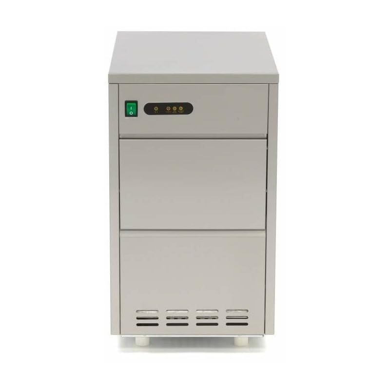 Machine à Glace Pilée en Paillettes – 30 kg/24h – Stockage 10 kg – Inox – Refroidissement à Air – Glace en Grains, Pilée et Paillettes