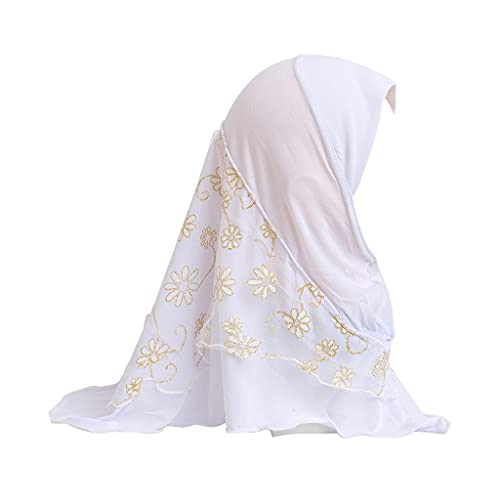 Girls Hijab Head Wrap Muslim Turban Islamic Scraf One Piece Shawls with Flowers