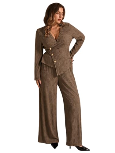 Image of LITZO Women's Co-Ord Set | Stylish Matching Top & Bottom Set | Shirt and Pant Set for Women | Casual Two Piece Lounge Outfit | Office Wear Western Outfit (L-203-207)