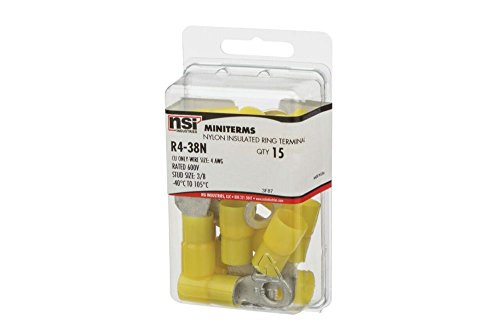 Terminal de anillo de nylon cable 4 perno 3/8 aislado longitud 1.921 4