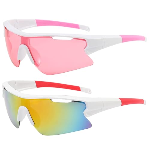 JSTHHTT 2 Gafas Running Hombre Gafas de Ciclismopara Hombre Mujer, Polarizadas para Bicicleta Cortaviento, Protección UV400 para Actividades al Aire libre Carreras Ciclismo Esquí