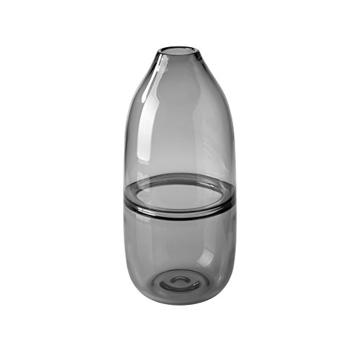 CASAMOTION Vases Hand Blown Art Glass Vase, Unique Ripple Design Centerpiece Vases for Table, Décor Gift Box, Grey, 15 Inch