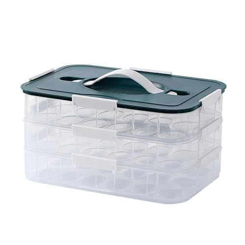 Splotiva Deviled Egg Containers with Lid, 54-Slot Carrier, Green, 3 Tier
