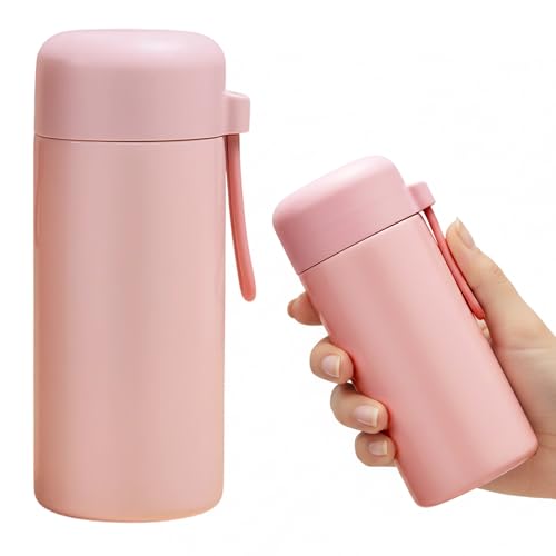 Pink Mini Thermos Flask 320ml - Compact Insulated Bottle for Hot Beverages & Milk, Leak-Proof Stainless Steel Vacuum Flask for Handbag, Travel, Kids & Adults