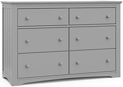 Graco Hadley Nursery Dresser Organizer, Chest 6 Drawers, Universal Design for Children’s Bedroom, Pebble Gray