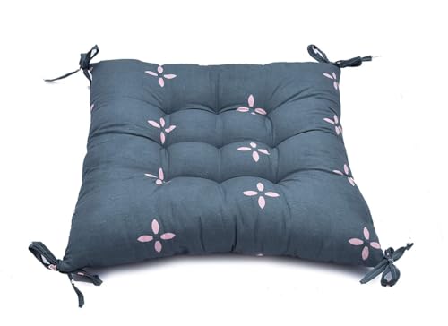 Image of COZY FURNISH Microfiber Cotton Chair Pads with Four Corner Ties 16x16(Inches) 41X41(CM) Square, Pack of 2 | Extra-Comfortable & Soft Seat Cushions | Ergonomic Pillows (Royal Pink)