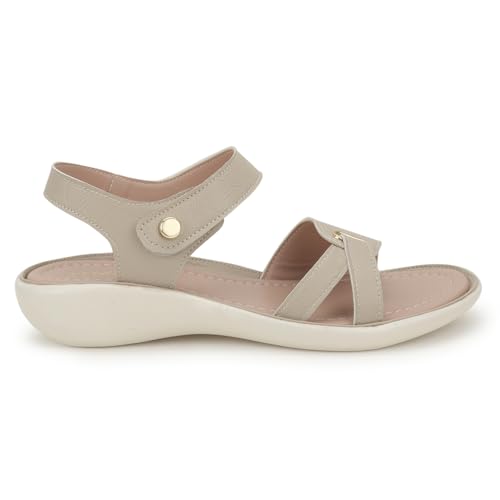 Image of LENSBURY Women Stylish Slippers Flip Flops Cream Flat Slip on Sandals I Stylish and Casual I Comfortable & Lightweight LBFL35