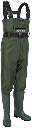 Night Cat Fishing Waders for Men Women Hunting Chest Waders with Boots Waterproof Breathable Crosswater Waders, Green, UK 9/EU 43