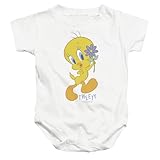 Looney Tunes Tweety Flower Unisex Infant Snap Suit for Baby (6 Months) White