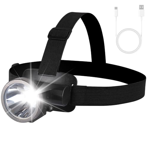 Amkulop Bright LED Rechargeable Headlamp,Lightweight Mini Head Lamp with 2 Modes,IPX5 Waterproof USB Headlight with 90° Adjustable, Outdoor Portable Flashlight Headlamps for Hiking Running Camping