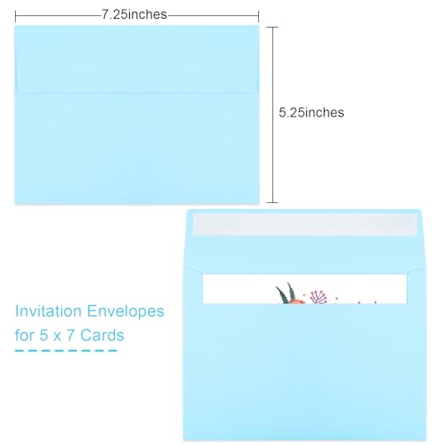 Image of 50 Packs Blue 5x7 Envelopes, Blue Envelopes 5x7, A7 Invitation Envelopes Self Seal for Weddings, Invitations, Photos, Greeting Cards, Mailing