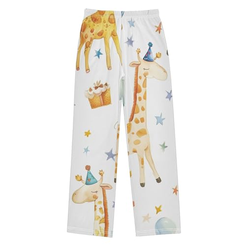 ZZXXB Birthday Giraffe Boys Long Pants Soft Trousers Elastic Waist Kids Lounge Bottoms with Pockets S-XL