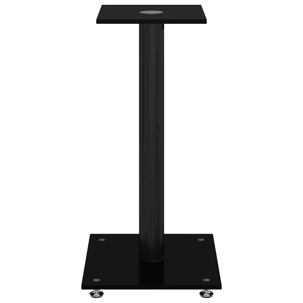 Stojak na głośniki zestaw 2 szt., wysokość 55 cm, szkło hartowane i aluminium, czarne, stabilne nóżki do skrzynek, zarządzanie kablami, płyta podłogowa 25 x 25 cm