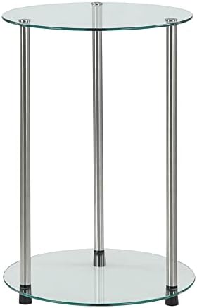 Convenience Concepts Designs2Go Classic Glass 2 Tier Round End Table, Glass , 15.75 in x 15.75 in x 24.41 in