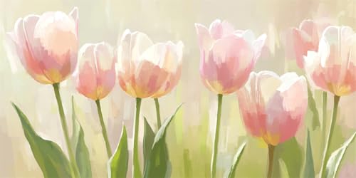 Pintura por Números para Adultos rosa Pintar por Numeros Niños Principiantes tulipán,Kit de Pintura al óleo de Lienzo DIY para con Pinceles,Paint by Numbers Acrílico,Mujer Regalo 80x160cm E-1110