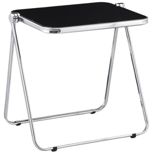 Clear Acrylic Folding Desk Table Portable Modern TV Tray for Home Office, Snack Dining Writing Space-Saving Computer Desk for Small Spaces No Assembly Required,Lightweight Design (Black)