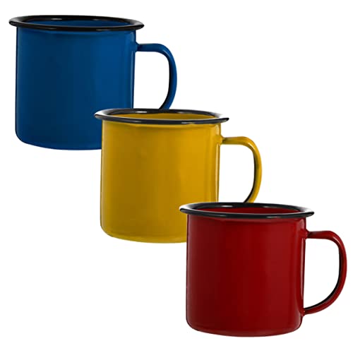 WEKADRIN 3pcs Vintage Enamel Mugs Lightweight Unbreakable Cups for All Ages for Use Design Old Style Breakfast Cups
