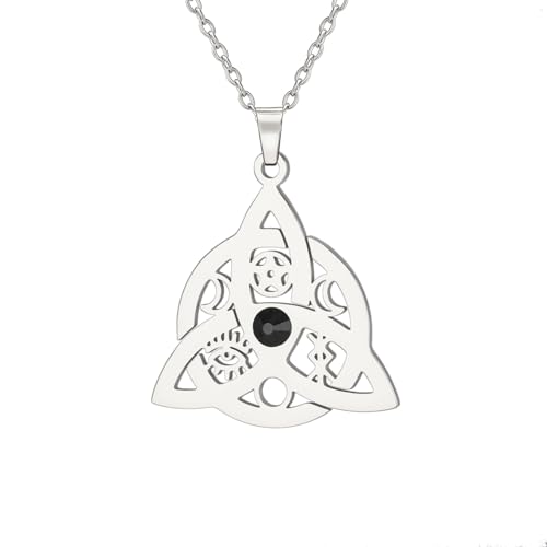 EUEAVAN Collar de Triquetra de la Triple Diosa para mujeres Nudo celta de la Santísima Trinidad Collar cristiano irlandés Bruja Nudo de la Trinidad Collar con colgante Amuleto pagano Trisquel Joyería