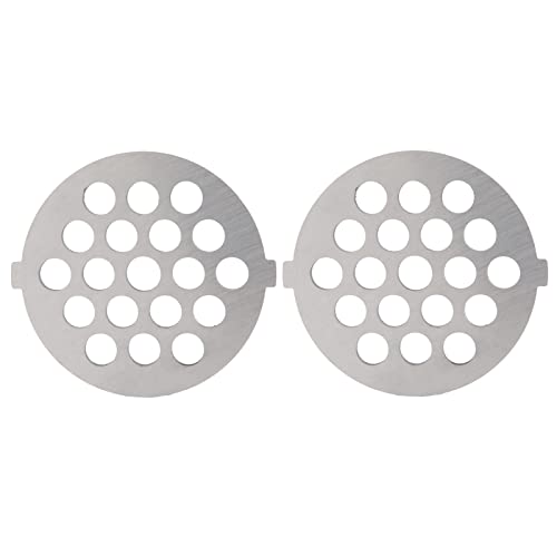 2 placas de acero inoxidable para moler carne, con agujero redondo, gruesas, medianas, finas, discos para picar alimentos, picadora de carne (cuchillo de malla de apertura de 7 mm)