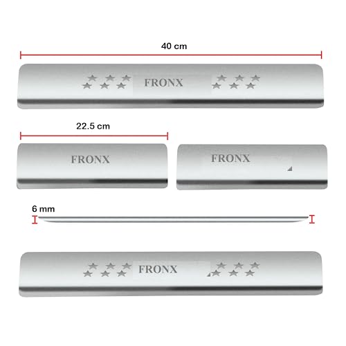 Image of AC Door Sill /Foot Step Stainless Steel Scuff Plate Plates Compatible with Maruti Suzuki Fronx (Set of 4 Pcs)