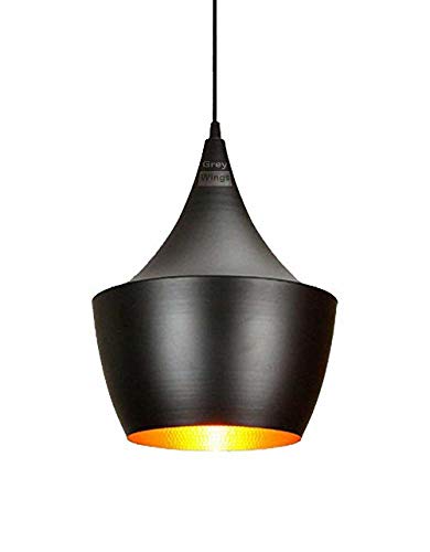 Image of GreyWings Black Aluminium Hanging Pendant Light for Ceiling, Indoor Decorative Lamp for Living Room, Bedroom, Kitchen, E27 Holder, (Small) Pack of 1