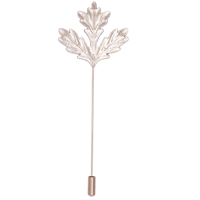 WINTER LEAF METAL LAPEL PIN SILVER For Men-image-22