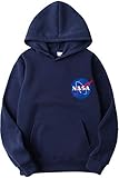 Oliphee Sudaderas con capucha Color Sólido con LOGO de Nasa Para Fanáticos de Aeroespacial Para Hombre,estructura del tejido ideal para que dure, además de hacerlo flexible y transpirable.