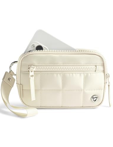 Image of Uselike Womens Wallet Card Holder Purse with Zipper Quilted Phone Wallet RFID Blocking Small Wristlet Wallets for Everyday, Travel (Off White)