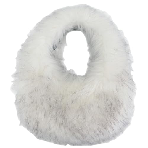 Image of Faux Fur Hobo Shoulder Bag for Women - Large Cute Fluffy Tote Plush Handbag Y2K Furry Purse