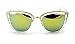 V.W.E. Womens Cat Eye Mirrored Revo Reflective Lenses Oversized Cateyes Sunglasses (Clear / Yellow Mirror Lens)