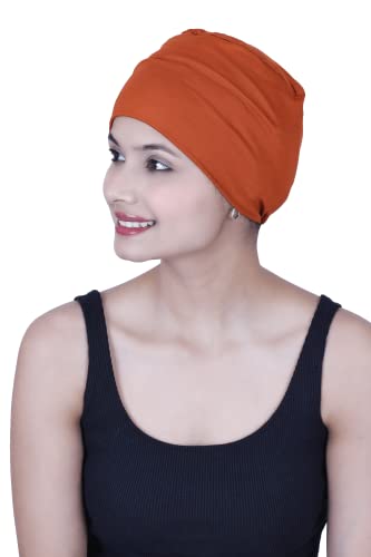 Image of The Headscarves Women Silky Soft Bamboo Viscose Sleep Cap for Hair Loss Chemo Headwear Skull Cap Free Size (Multicolor) (HS3 Multicolor)