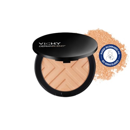 Vichy, Dermablend Covermatte, Fond de Teint Poudre Compacte, Anti-Imperfections, Longue Tenue 12H, Haute Couvrance, SPF 25, Adapté aux Peaux Sensibles, Teinte : Sable 35, 9,5 g