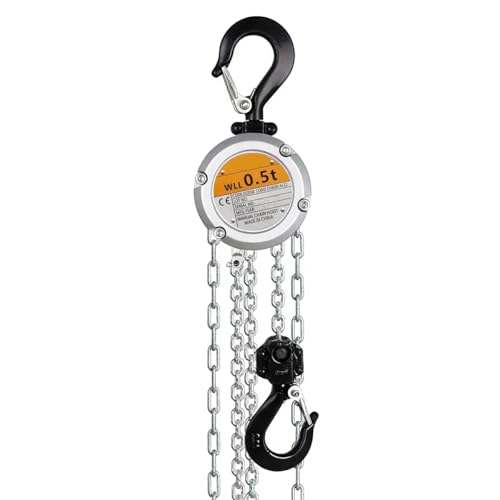 KUSOLE Paranco a Catena in Lega di Alluminio con Diverse Specifiche E Freno Meccanico. Ottima Scelta per Il Sollevamento Manuale, Adatto a Molteplici Scenari. 500KG/3M