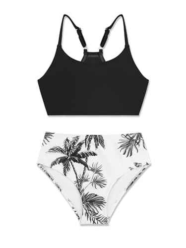 Image of SHEKINI Girls 3 Piece Printed Swimsuit High Waist Bikini Set with Cover Up Pants
