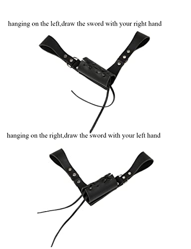 MYAYD PU Leather Retro Medieval Cross Knight Belt Sword Scabbard Hanging Holder Frog Handmade2