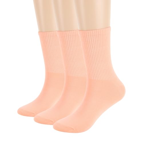 Image of Womens Colorful Basic Sock -Unique Knit Cotton Crew Socks 3 Pack