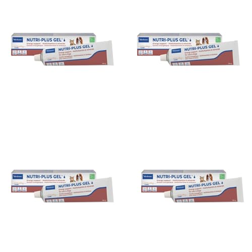 Virbac Nutri-Plus Gel | 4er Pack | 4 x 120 g Tube | Ergänzungsfuttermittel für Hunde und Katzen zur Rekonvaleszenz | Appetitanregender, hoch konzentrierter Energieträger