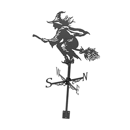 BESTonZON Wetterfahne Hexe Metall Dachmontage Wetterfest Windrichtungsanzeiger Gartendekoration Für Draußen Garten Terrasse BESTonZON Wetterfahne Hexe Metall Dachmontage Wetterfest Windrichtungsanzeiger Gartendekoration Für Draußen Garten Terrasse