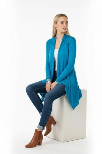 Image of ToBeInStyle Womens Open Front Long Sleeve Lightweight Asymmetrical Draped Cardigan with Side Pockets