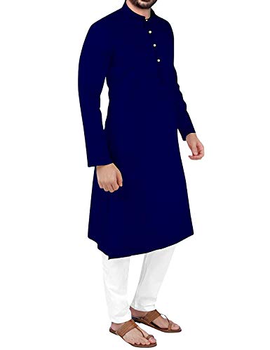 Image of Gauri Laxmi Enterprise Men Cotton Blend Straight Kurta