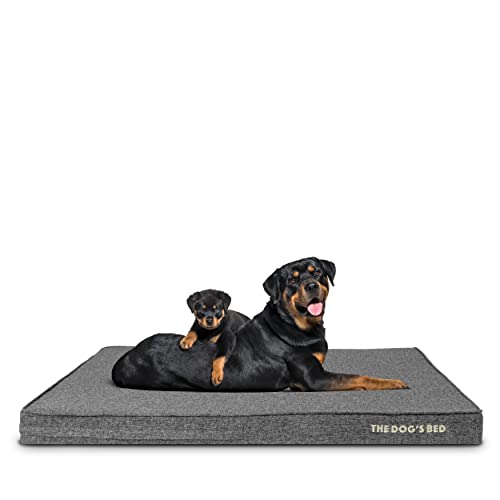 The Dog’s Bed Orthopaedic Dog Bed XXL Grey Linen 137x91x15cm, Waterproof Memory Foam Bed