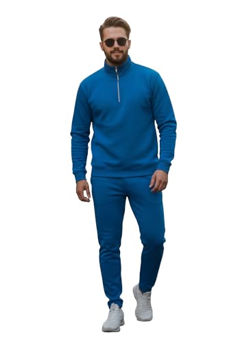Image of Mack Jonney Solid Half Zipper Track Suit for men | Co-ord Set | Warm Fleece Tracksuit Set | Full Sleeve Sweatshirt