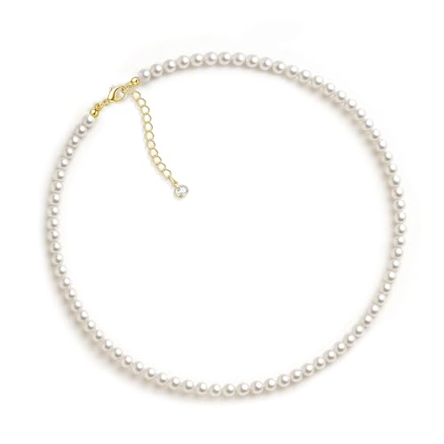 Image of Zeffy Pearl Necklace 4MM /6MM /8MM Dainty Round Imitation Pearl Choker Necklace Wedding Pearl Necklace Delicate Jewelry for Women Simple Bridesmaid Jewelry Gifts