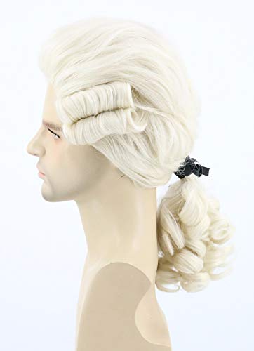 topcosplay mens or womens colonial george historical judge costumes wig white halloween wigs beige