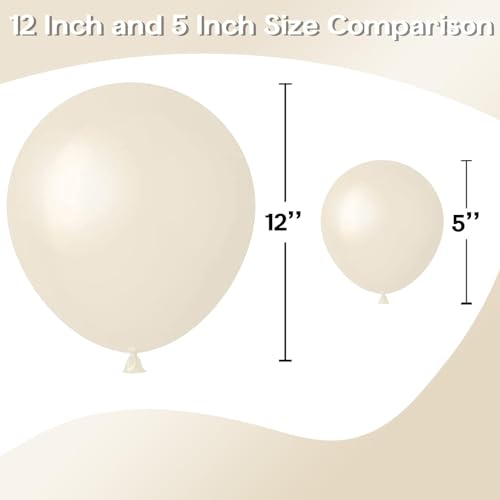 Image of Jobkoo White Sand Balloons 5 Inch, 60 Pcs Small Beige Latex Cream 5'' Mini Matte Retro Off-White Neutral Helium for Birthday Wedding Baby Shower Party Decorations
