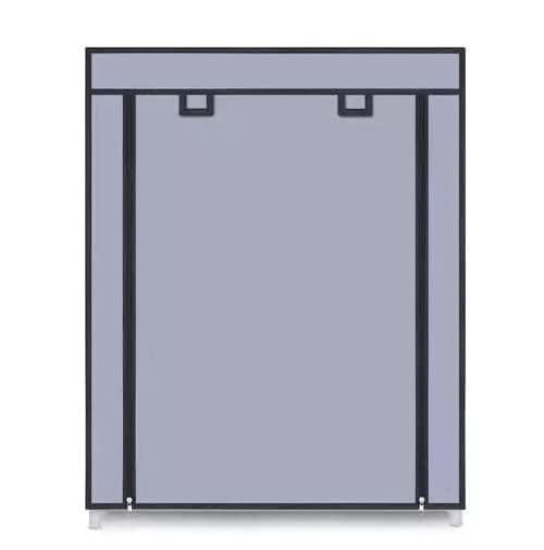 Image of EASY BUY 4 Shelves Shoe Rack Plastic Grey with Zip Door Cover & Side Pockets, Multiuse Storage Rack for Footwear, Toys, Clothes with Dustproof Cover 4 Shelves