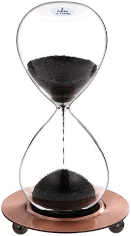 Magnetic Hourglass Sand Timer 2 Minute: Small Sand Clock with Black Magnet Iron Powder & Metal Base, Sand Watch 2 Min,Reloj De Arena, Hand-Blown Hour Glass Sandglass for Office Desk Decor