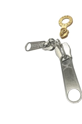Image of Durable Zip Runner for Bag Zip 3 Sizes No. (5, 8, 10) Each Size 3 Runners (Pack of 9) | Smooth Metal Slider for Bags, Purses, Jackets & Luggage | Zip Puller Replacement