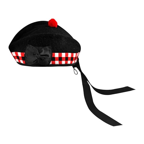 Image of Glengarry Cap-Traditional Scottish Hat, Acrylic Wool Tartan Glengarry hat, Kilts /Bagpipes Accessories
